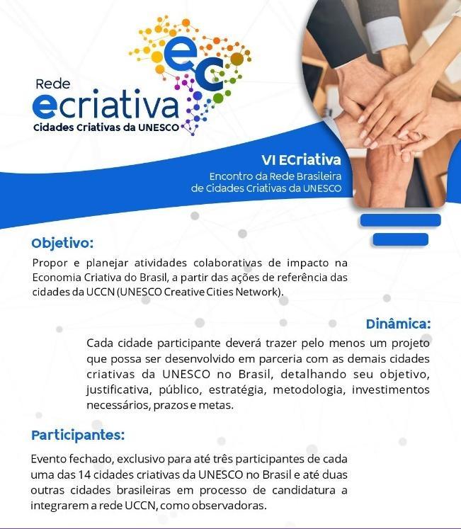 VI Encontro da Rede Brasileira de Cidades Criativas (VI ECriativa)